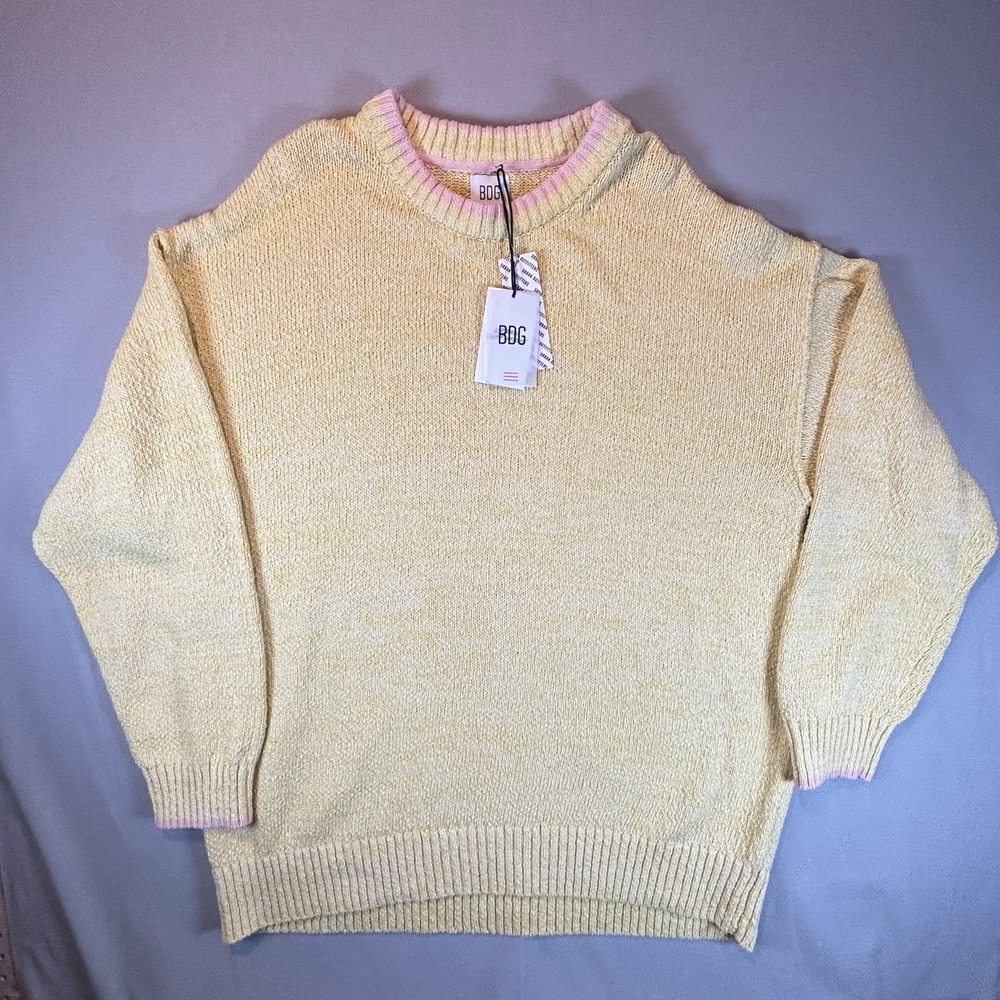 Urban Outfitters Women's Yellow Crew Neck Knit Sweater Oversized XL